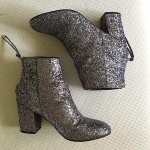 Glitter sequin heeled booties steve madden